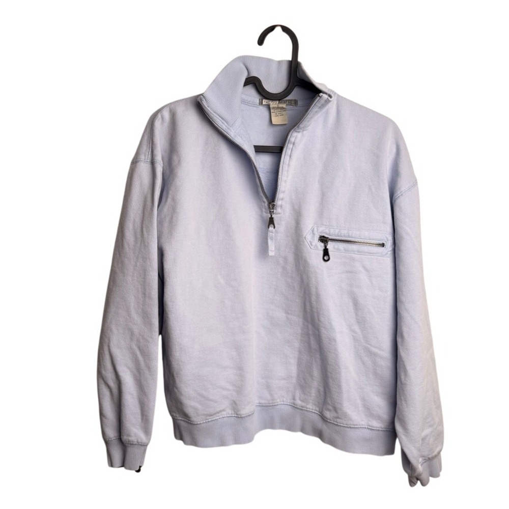 Two‎ Dog Island Sweatshirt Womens 1/4 Zip S Light Blue Mock Neck Zip Athleisure